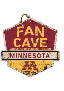 Red Minnesota Golden Gophers Fan Cave Rustic Badge Sign