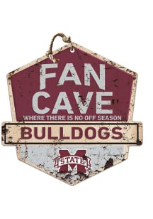 KH Sports Fan Mississippi State Bulldogs Fan Cave Rustic Badge Sign