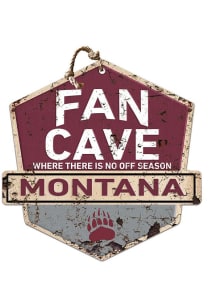 KH Sports Fan Montana Grizzlies Fan Cave Rustic Badge Sign