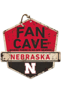 KH Sports Fan Nebraska Cornhuskers Fan Cave Rustic Badge Sign