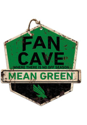 KH Sports Fan North Texas Mean Green Fan Cave Rustic Badge Sign