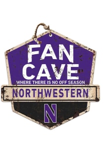 Purple Northwestern Wildcats Fan Cave Rustic Badge Sign