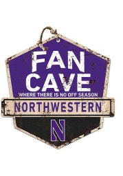 KH Sports Fan Northwestern Wildcats Fan Cave Rustic Badge Sign