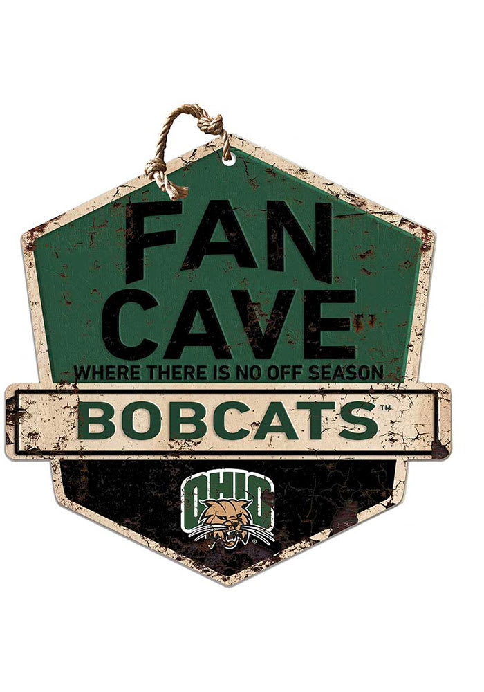 KH Sports Fan Ohio Bobcats Fan Cave Rustic Badge Sign