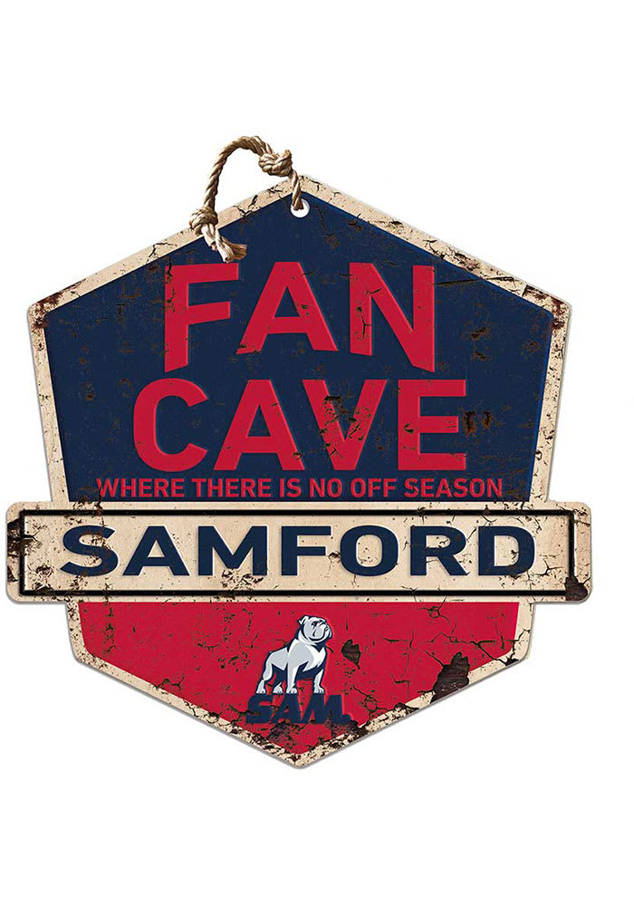 KH Sports Fan Samford University Bulldogs Fan Cave Rustic Badge Sign