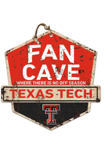 KH Sports Fan Texas Tech Red Raiders Fan Cave Rustic Badge Sign