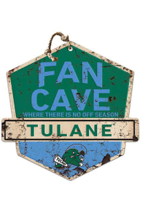 KH Sports Fan Tulane Green Wave Fan Cave Rustic Badge Sign