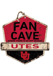 KH Sports Fan Utah Utes Fan Cave Rustic Badge Sign