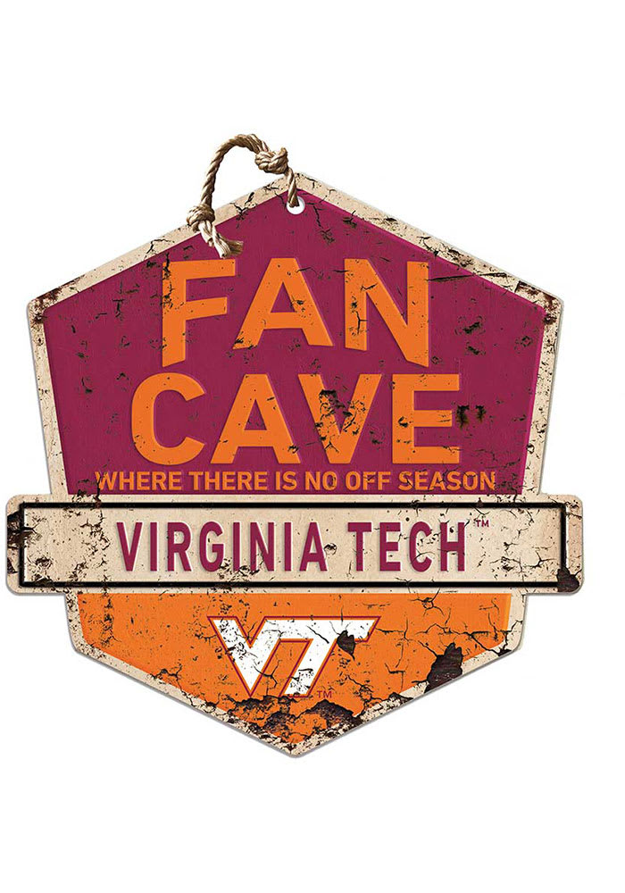 KH Sports Fan Virginia Tech Hokies Fan Cave Rustic Badge Sign