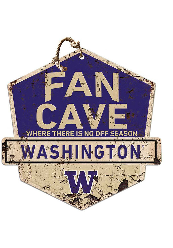 KH Sports Fan Washington Huskies Fan Cave Rustic Badge Sign