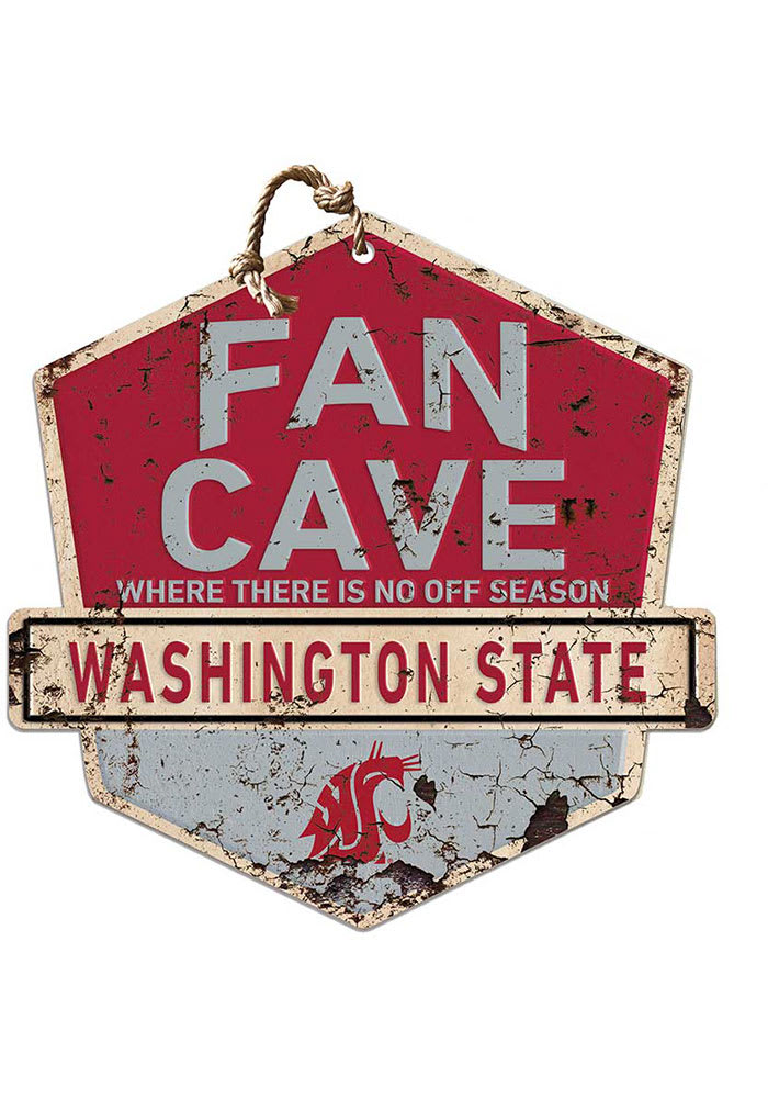 KH Sports Fan Washington State Cougars Fan Cave Rustic Badge Sign