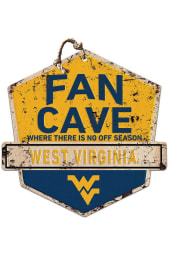 KH Sports Fan West Virginia Mountaineers Fan Cave Rustic Badge Sign