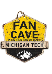 KH Sports Fan Michigan Tech Huskies Fan Cave Rustic Badge Sign