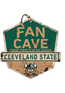 KH Sports Fan Cleveland State Vikings Fan Cave Rustic Badge Sign