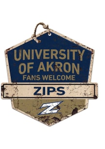 KH Sports Fan Akron Zips Fans Welcome Rustic Badge Sign