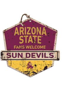 KH Sports Fan Arizona State Sun Devils Fans Welcome Rustic Badge Sign