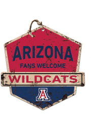 KH Sports Fan Arizona Wildcats Fans Welcome Rustic Badge Sign