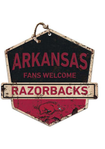 KH Sports Fan Arkansas Razorbacks Fans Welcome Rustic Badge Sign