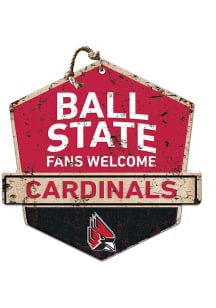 KH Sports Fan Ball State Cardinals Fans Welcome Rustic Badge Sign