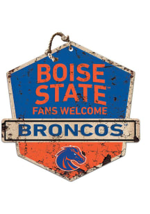 KH Sports Fan Boise State Broncos Fans Welcome Rustic Badge Sign