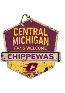 KH Sports Fan Central Michigan Chippewas Fans Welcome Rustic Badge Sign