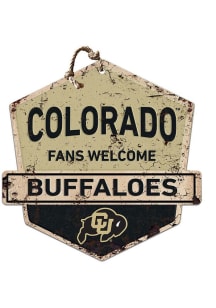 KH Sports Fan Colorado Buffaloes Fans Welcome Rustic Badge Sign