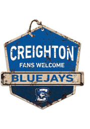 KH Sports Fan Creighton Bluejays Fans Welcome Rustic Badge Sign