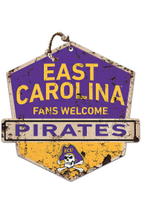 KH Sports Fan East Carolina Pirates Fans Welcome Rustic Badge Sign