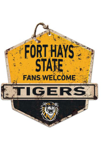 KH Sports Fan Fort Hays State Tigers Fans Welcome Rustic Badge Sign