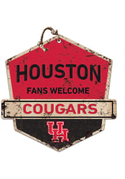 KH Sports Fan Houston Cougars Fans Welcome Rustic Badge Sign