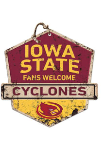 KH Sports Fan Iowa State Cyclones Fans Welcome Rustic Badge Sign
