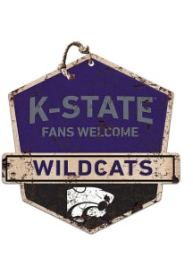 KH Sports Fan K-State Wildcats Fans Welcome Rustic Badge Sign