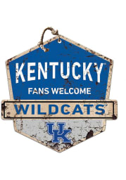 KH Sports Fan Kentucky Wildcats Fans Welcome Rustic Badge Sign
