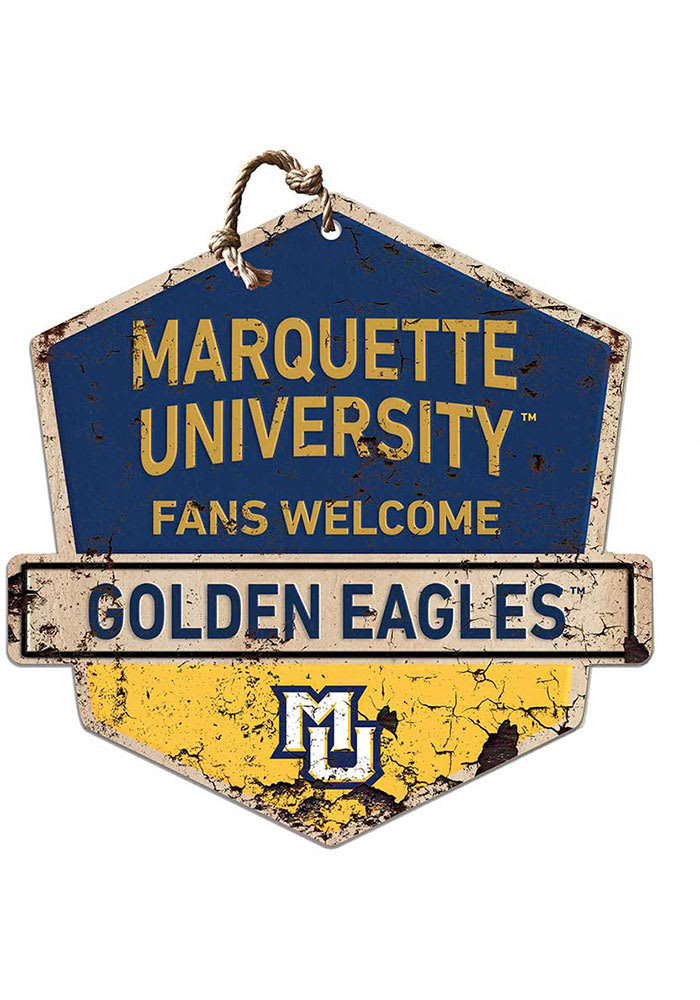 KH Sports Fan Marquette Golden Eagles Fans Welcome Rustic Badge Sign