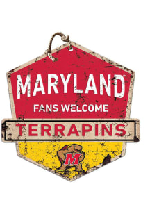 Red Maryland Terrapins Fans Welcome Rustic Badge Sign