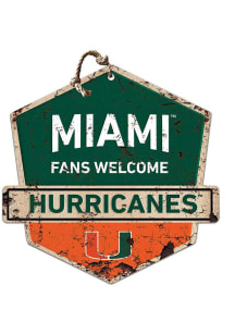 KH Sports Fan Miami Hurricanes Fans Welcome Rustic Badge Sign