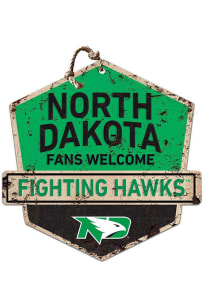 KH Sports Fan North Dakota Fighting Hawks Fans Welcome Rustic Badge Sign