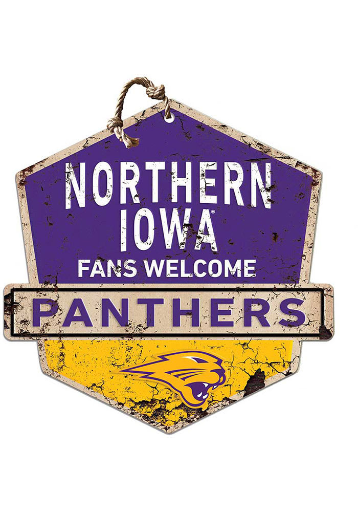 KH Sports Fan Northern Iowa Panthers Fans Welcome Rustic Badge Sign