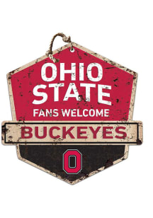 KH Sports Fan Ohio State Buckeyes Fans Welcome Rustic Badge Sign