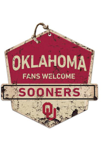 KH Sports Fan Oklahoma Sooners Fans Welcome Rustic Badge Sign