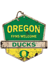 KH Sports Fan Oregon Ducks Fans Welcome Rustic Badge Sign