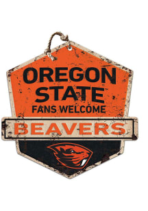 KH Sports Fan Oregon State Beavers Fans Welcome Rustic Badge Sign