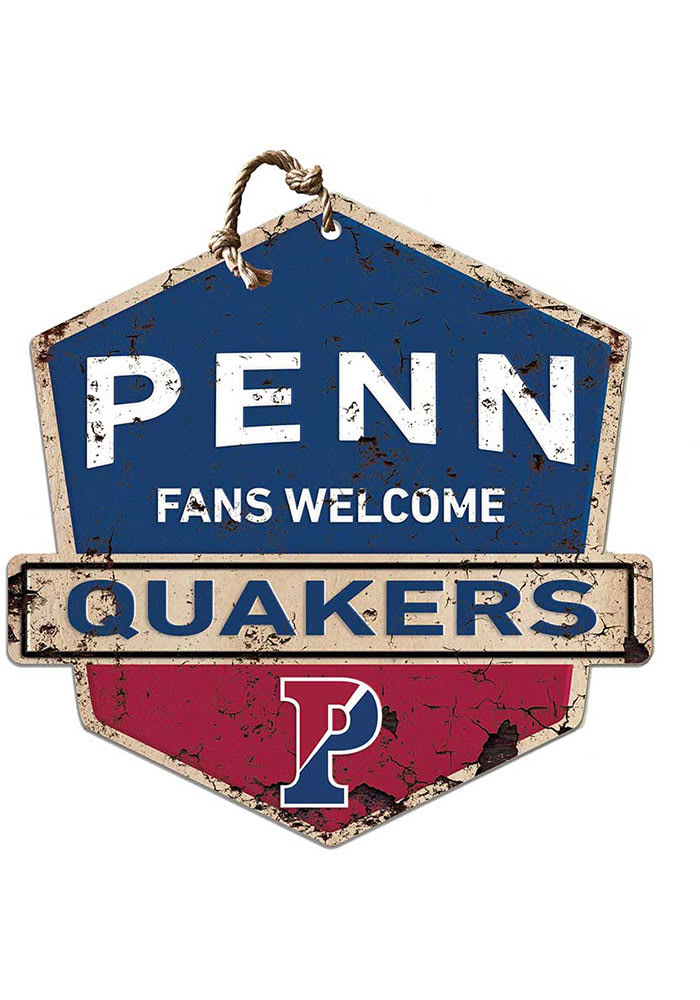 KH Sports Fan Pennsylvania Quakers Fans Welcome Rustic Badge Sign