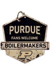 KH Sports Fan Purdue Boilermakers Fans Welcome Rustic Badge Sign