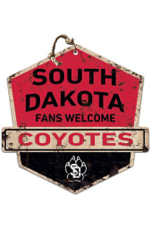 KH Sports Fan South Dakota Coyotes Fans Welcome Rustic Badge Sign