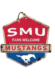KH Sports Fan SMU Mustangs Fans Welcome Rustic Badge Sign