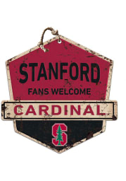 KH Sports Fan Stanford Cardinal Fans Welcome Rustic Badge Sign