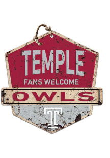 KH Sports Fan Temple Owls Fans Welcome Rustic Badge Sign