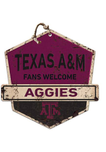 KH Sports Fan Texas A&amp;M Aggies Fans Welcome Rustic Badge Sign