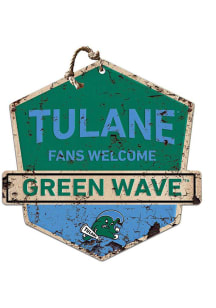 KH Sports Fan Tulane Green Wave Fans Welcome Rustic Badge Sign